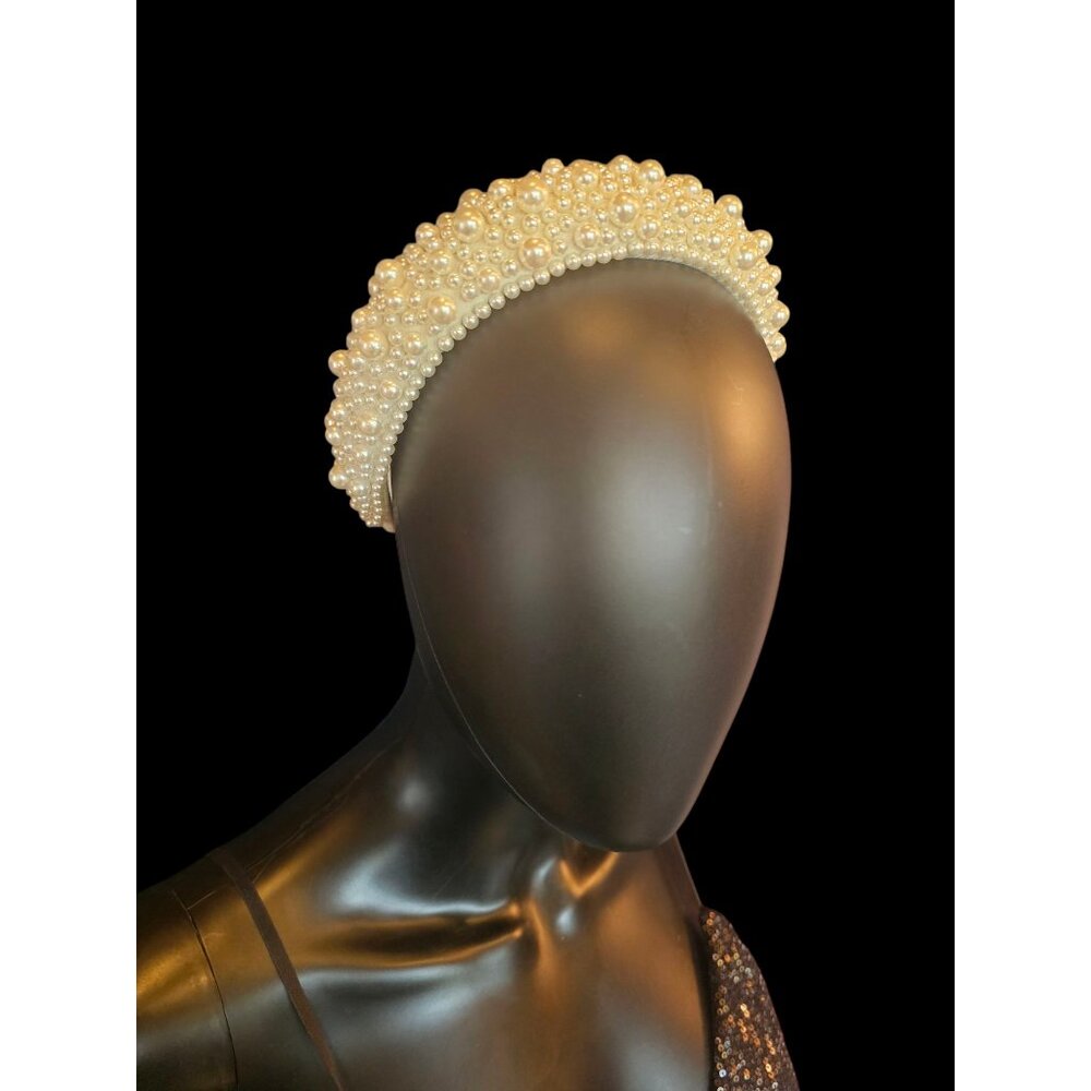 White/Large Pearl Bridal Headband - Marionat